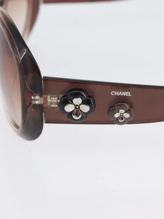CHANEL Sunglasses plastic Brown CC Auth bs34041